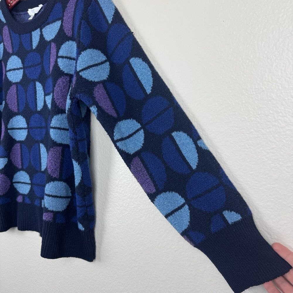 Time And Tru Intarsia Pullover Knit Sweater Blue Lagoon Geometric Retro XL 16-18 - Picture 6 of 12
